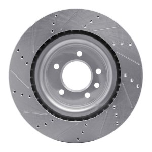 Land Rover Range Rover Brake Rotor (1) - Rear Right - R1 Concepts - Drilled & Slotted - Silver - `14-`24